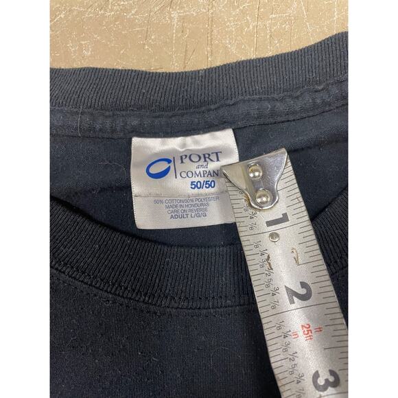 Port & Company Men’s 50/50 Cotton/Poly Black Long Sleeve Graphic long sleeve - Picture 2 of 4